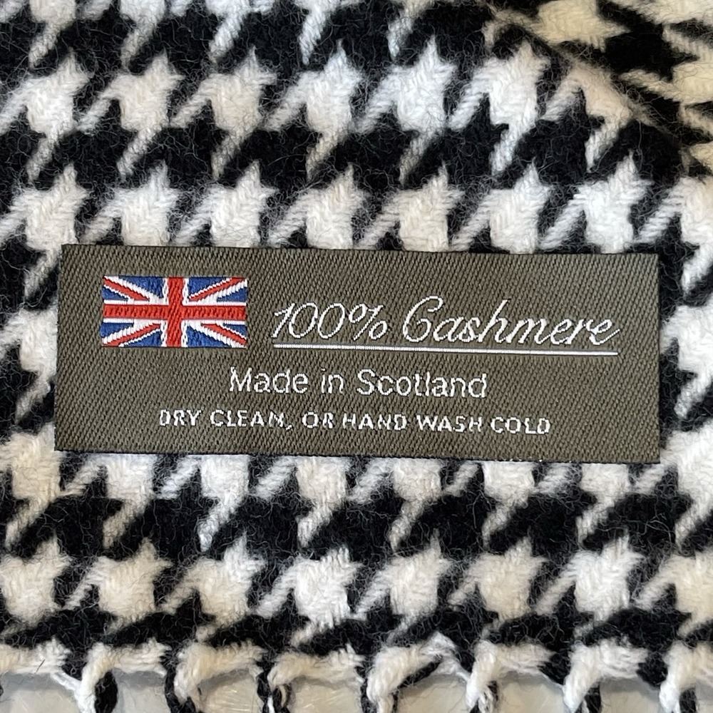 100% Cashmere Scarf Made In Scotland Luxury Knit Plaid Fringe Muffler Unisex - Picture 5 of 7